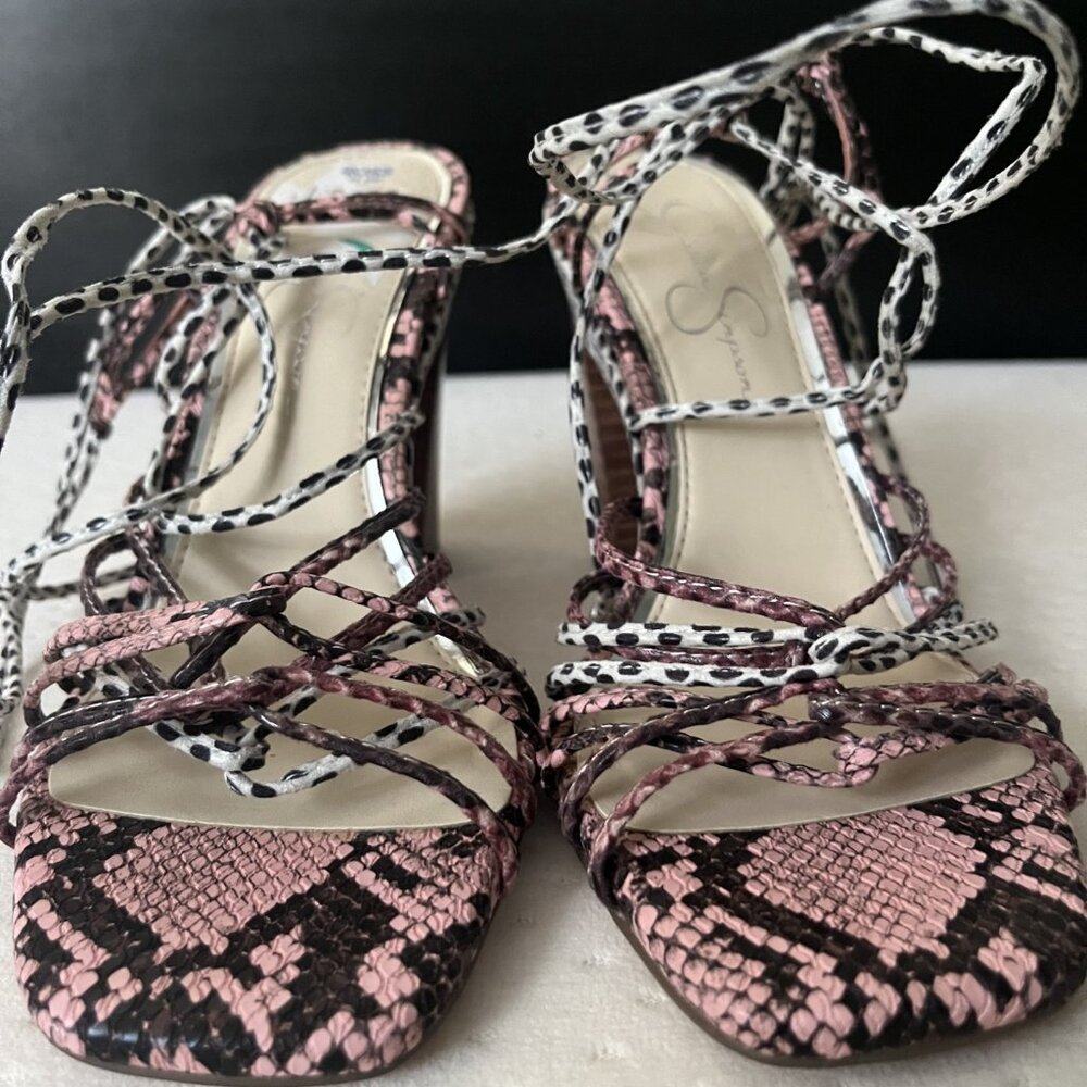 Jessica Simpson Pink and Black Python Heels